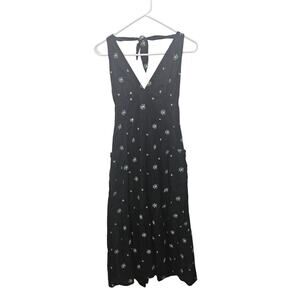 Vintage y2k Babydoll Embroidered Black Floral Dress Urban Outfitters Sz M Halter